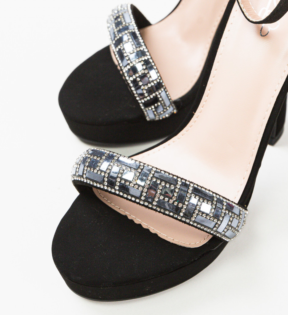 Sandale Kuday Negre Elegante cu Toc - imagine 8