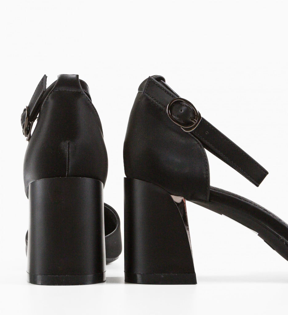 Pantofi Derosa negri eleganți cu toc - imagine 13
