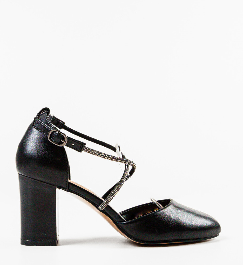 Pantofi dama Ochen negri eleganți cu toc - imagine 5