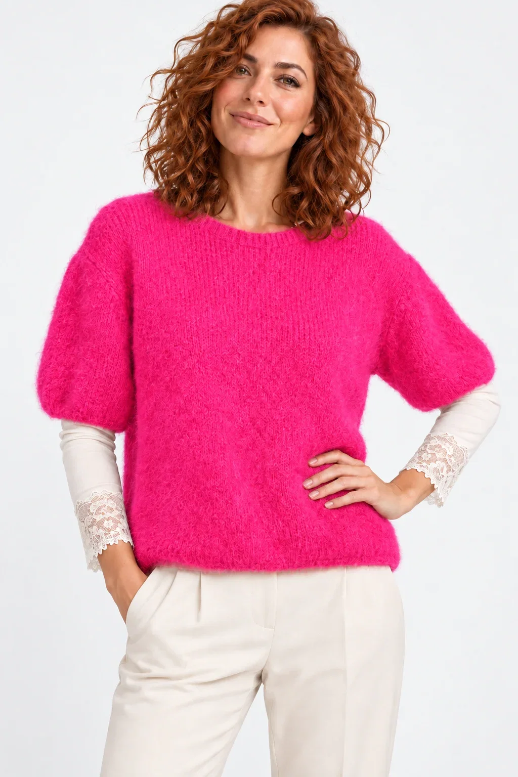 Pulover Pufos Mohair Fucsia | Shopika - imagine 2