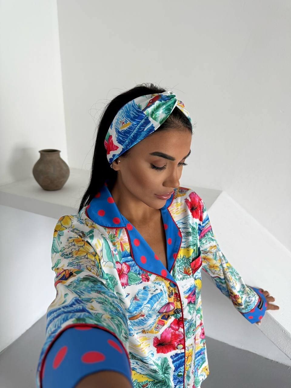 Pijama 2 piese Delis satin mat, confort premium - imagine 5