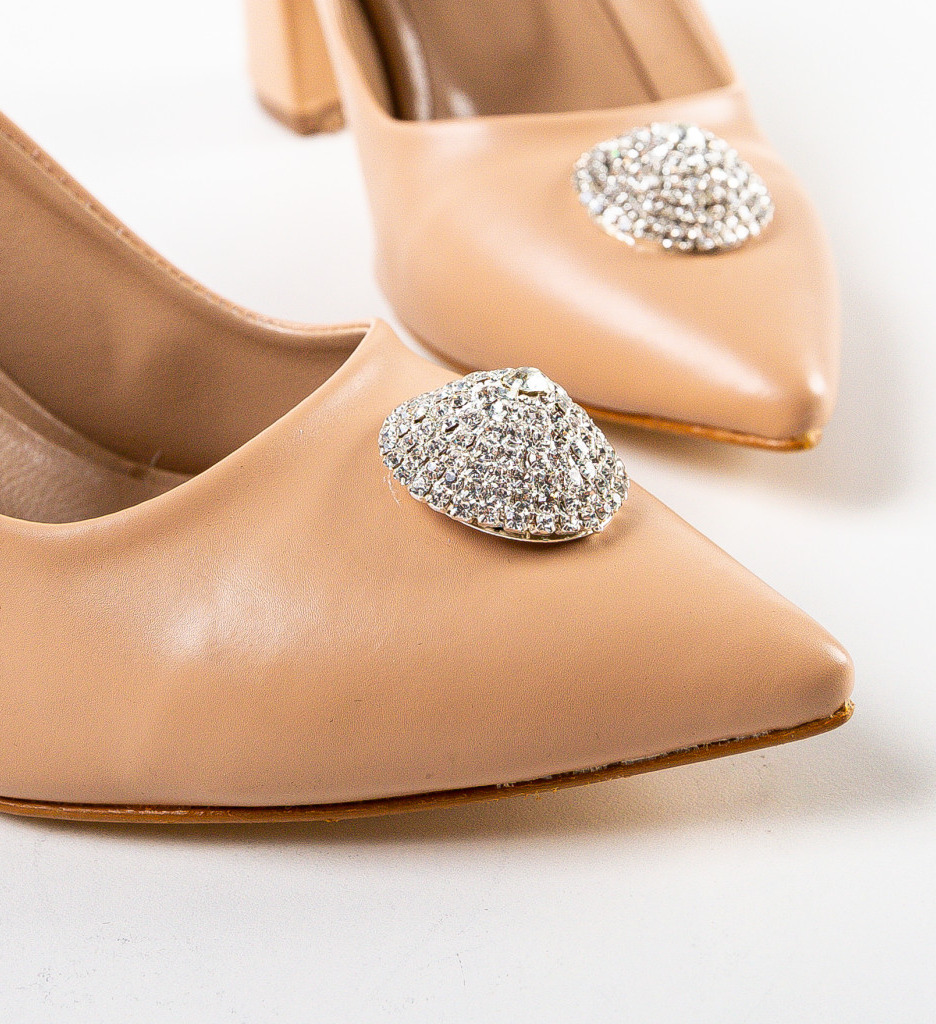 Pantofi Helsink Bej cu Toc Eleganți - imagine 7