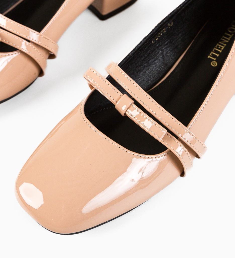 Pantofi dama Tospe Bej cu toc elegant - imagine 8