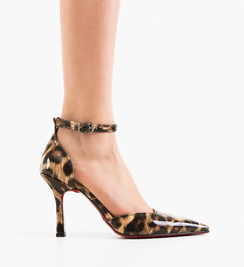 Pantofi Dama Macarius Print cu Toc Eleganți - imagine 6