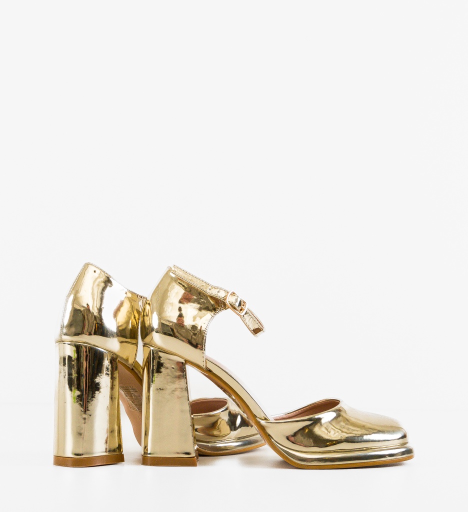 Pantofi Dama Frazer Aurii Eleganți cu Toc - imagine 13