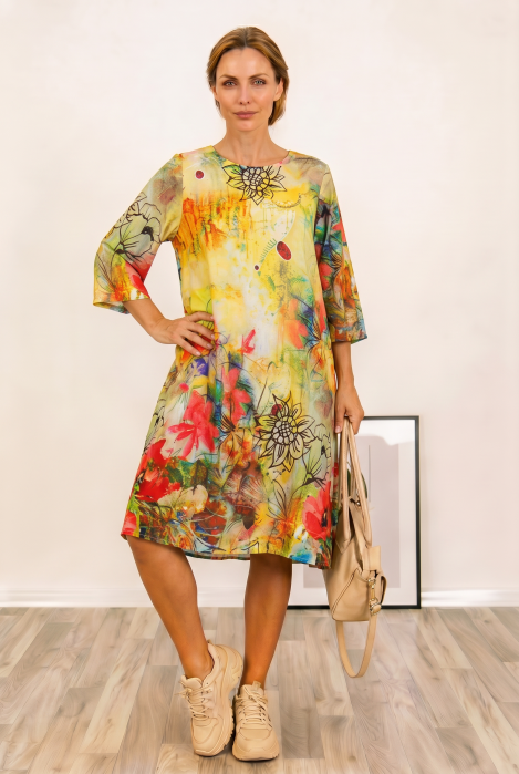Rochie Midi Vâscosă Galbenă | Shopika - imagine 2
