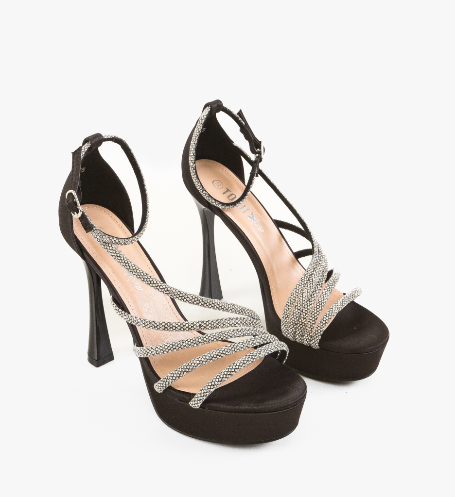 Sandale Ellis Negre cu Toc Elegant - imagine 4
