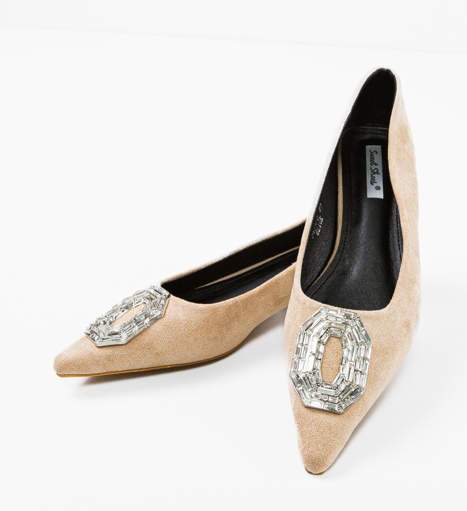 Pantofi dama Bendo Bej cu toc elegant - imagine 6