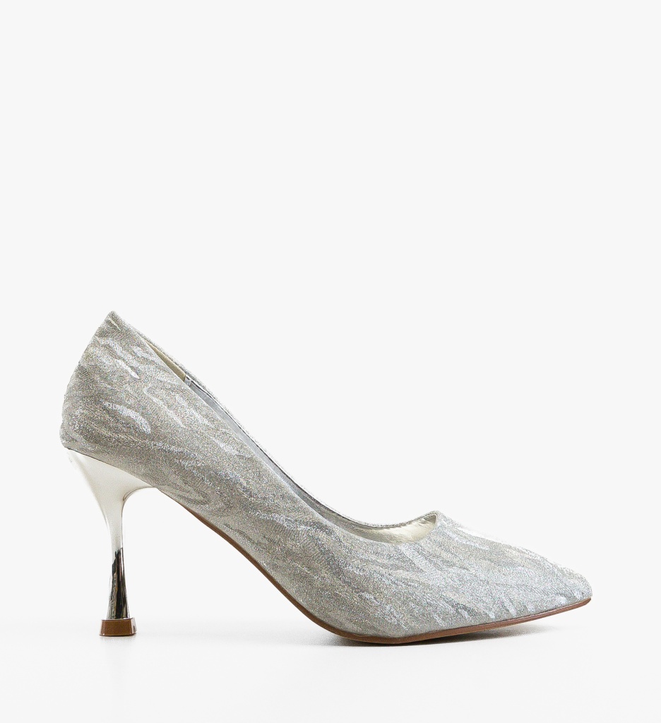 Pantofi Dama cu Toc Coral Argintii Eleganți - imagine 6