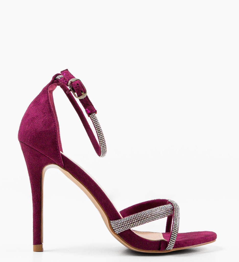 Sandale Tigan Mov Elegante cu Toc - imagine 5