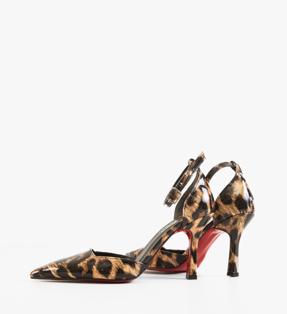 Pantofi Dama Macarius Print cu Toc Eleganți - imagine 4