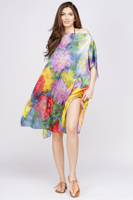 Rochie Plajă Poncho Mătase Shopika | Model Pictural