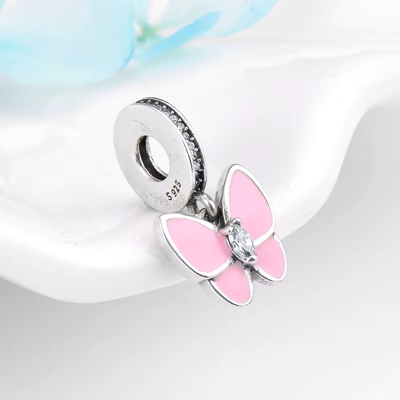 Charm Fluture Roz Argint 925 Delis - Eleganță - imagine 3