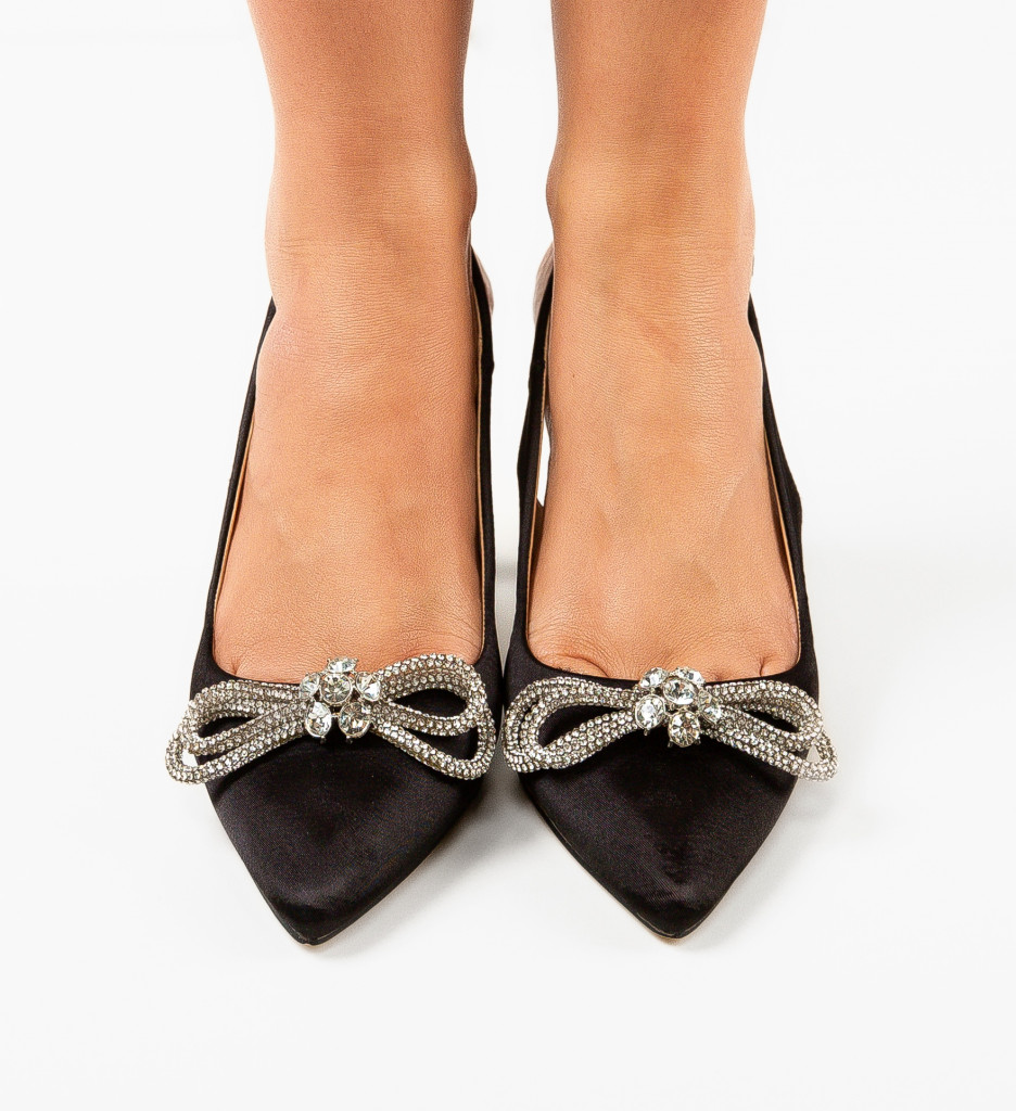 Pantofi Dama Totyce Negri cu Toc Eleganți - imagine 3