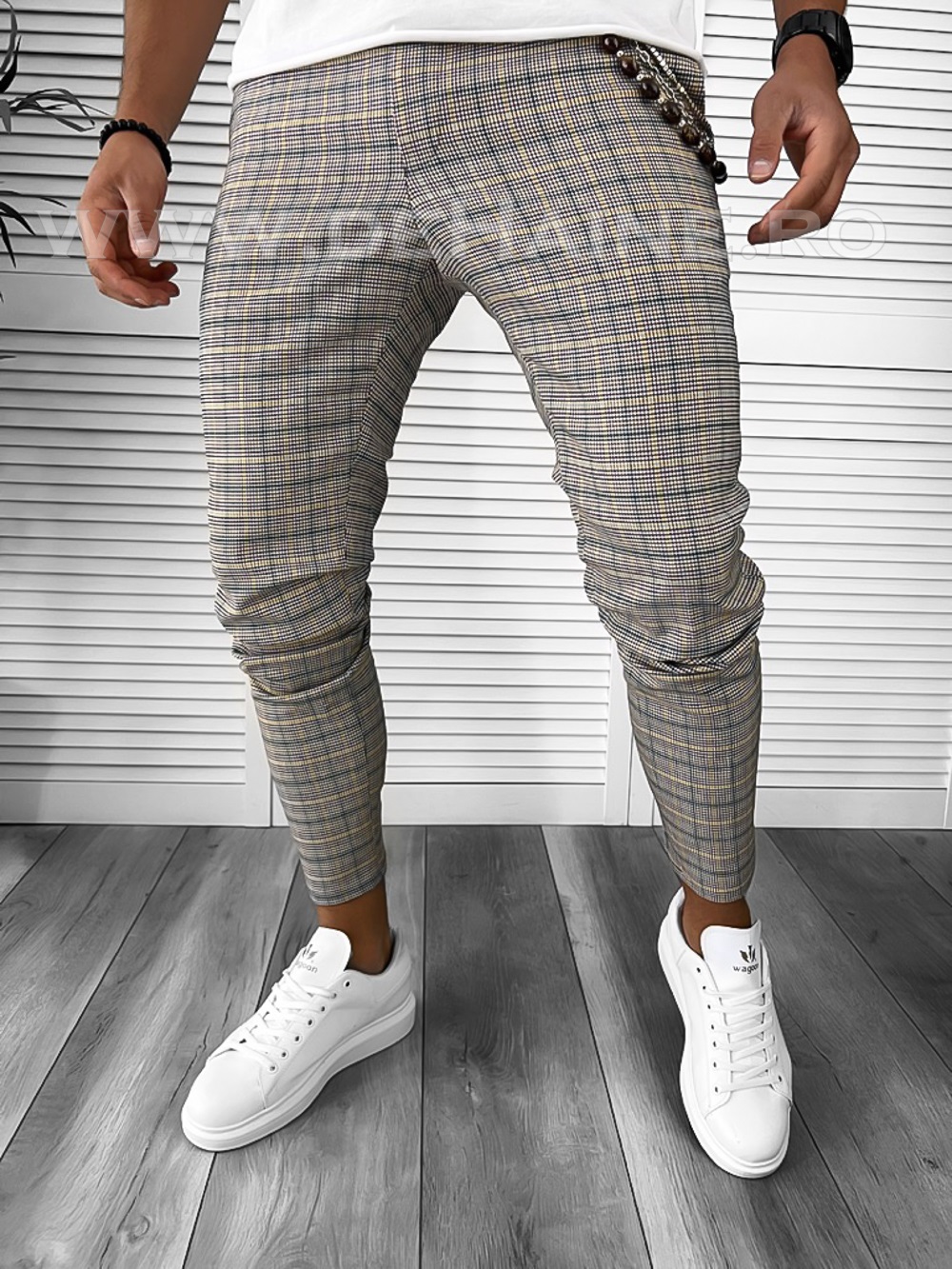 Pantaloni Casual Bumbac Carouri Barbati