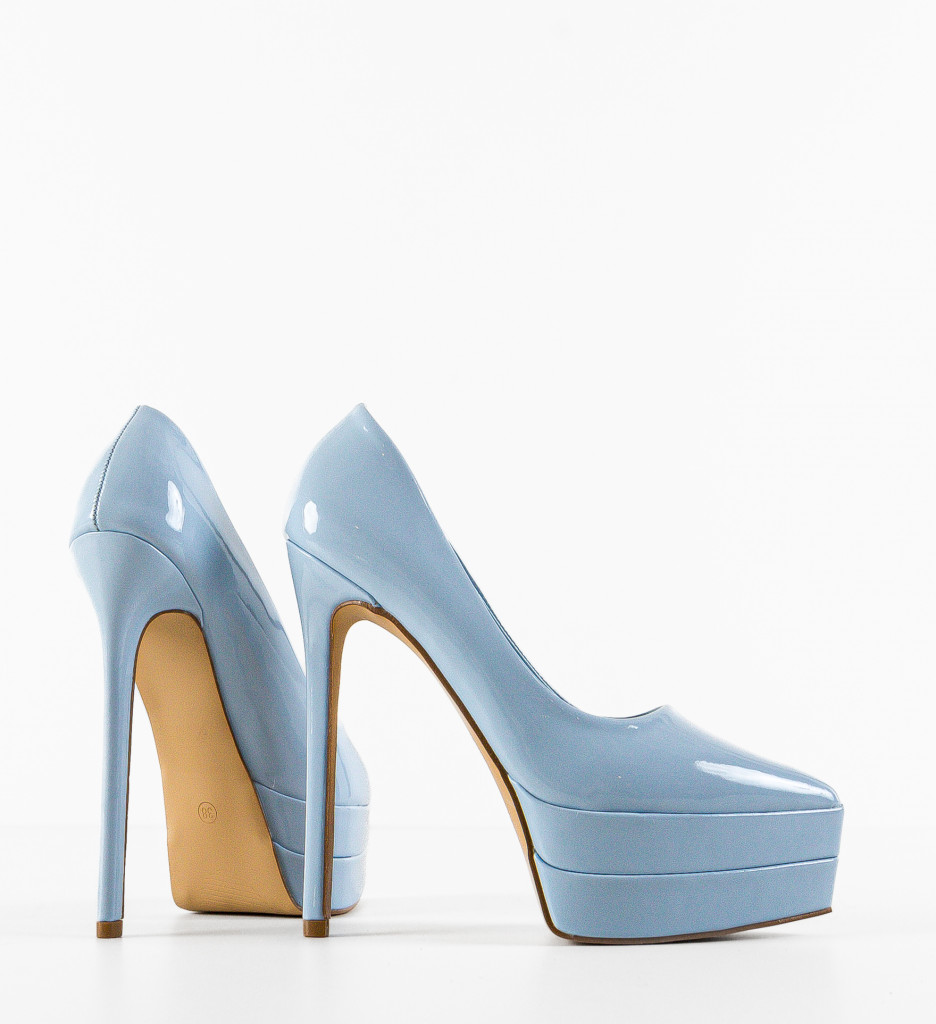 Pantofi Toc Albastru Eleganți Dama - imagine 7
