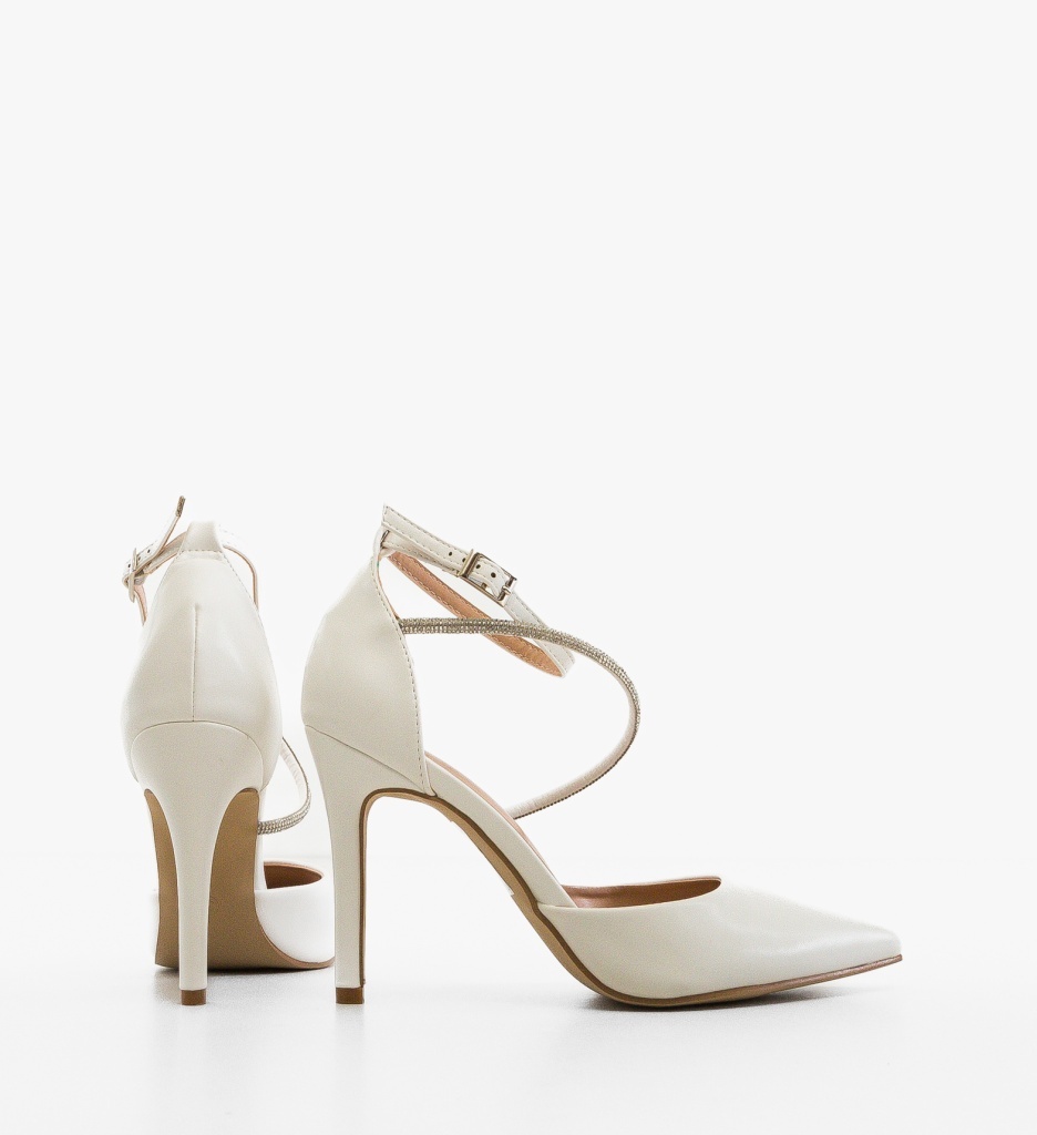 Pantofi Stiletto Dama Levvy Albi Eleganți - imagine 3