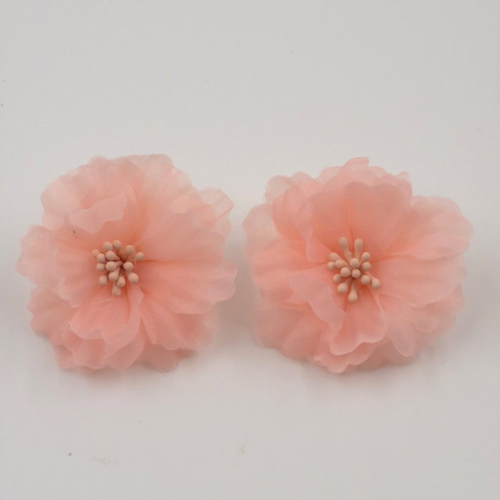 Cercei Statement Floare Voal Roz Shopika