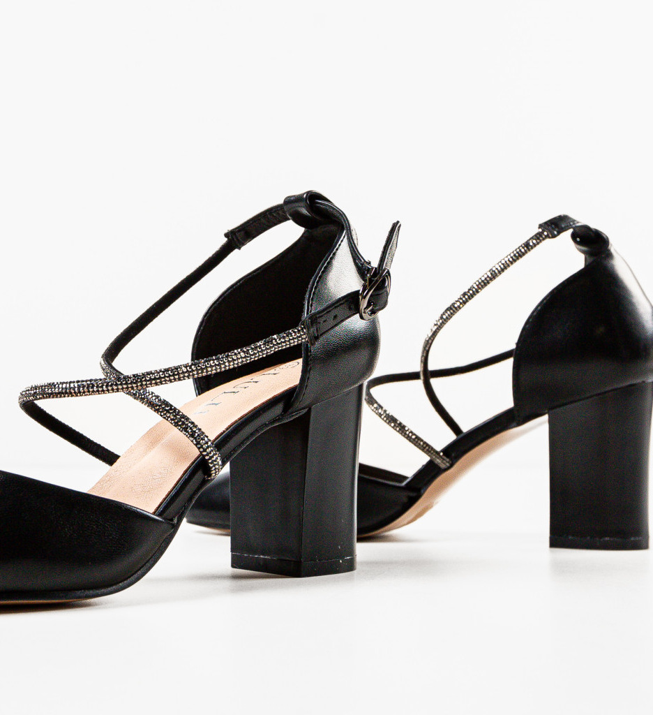 Pantofi dama Ochen negri eleganți cu toc - imagine 7