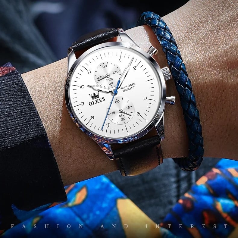 Olevs CS1662 - Ceas Elegant Barbatesc din Piele - imagine 2