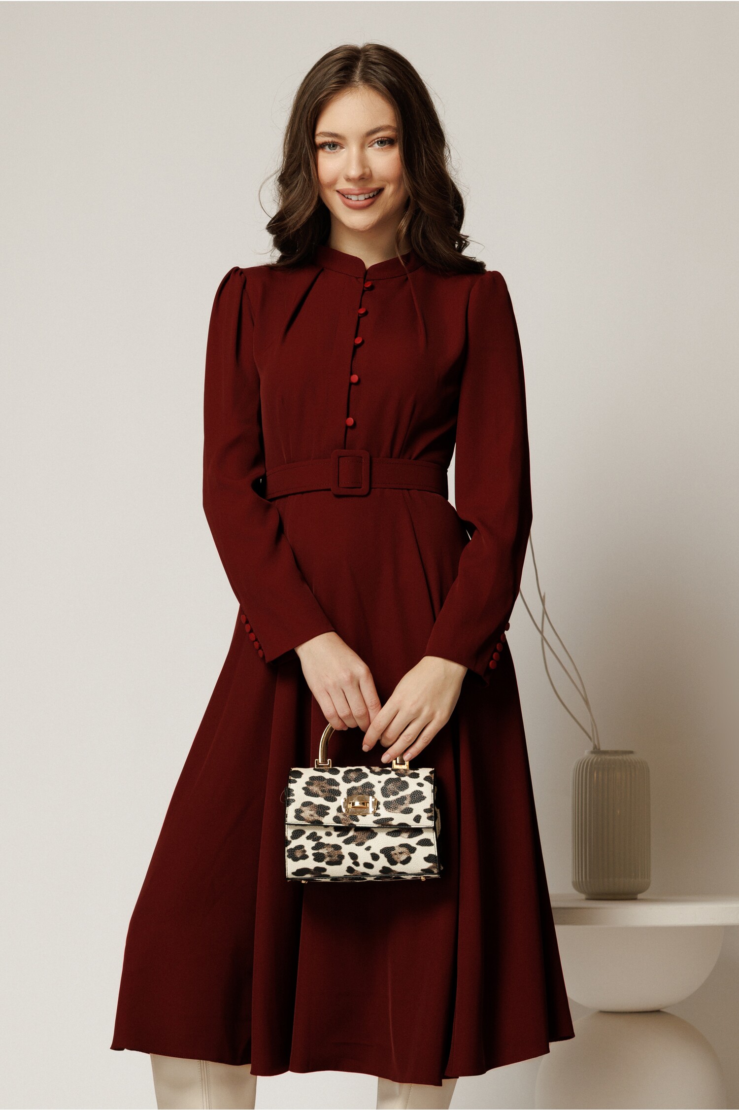 Rochie DY Fashion Bordo Triplu Voal Elegantă