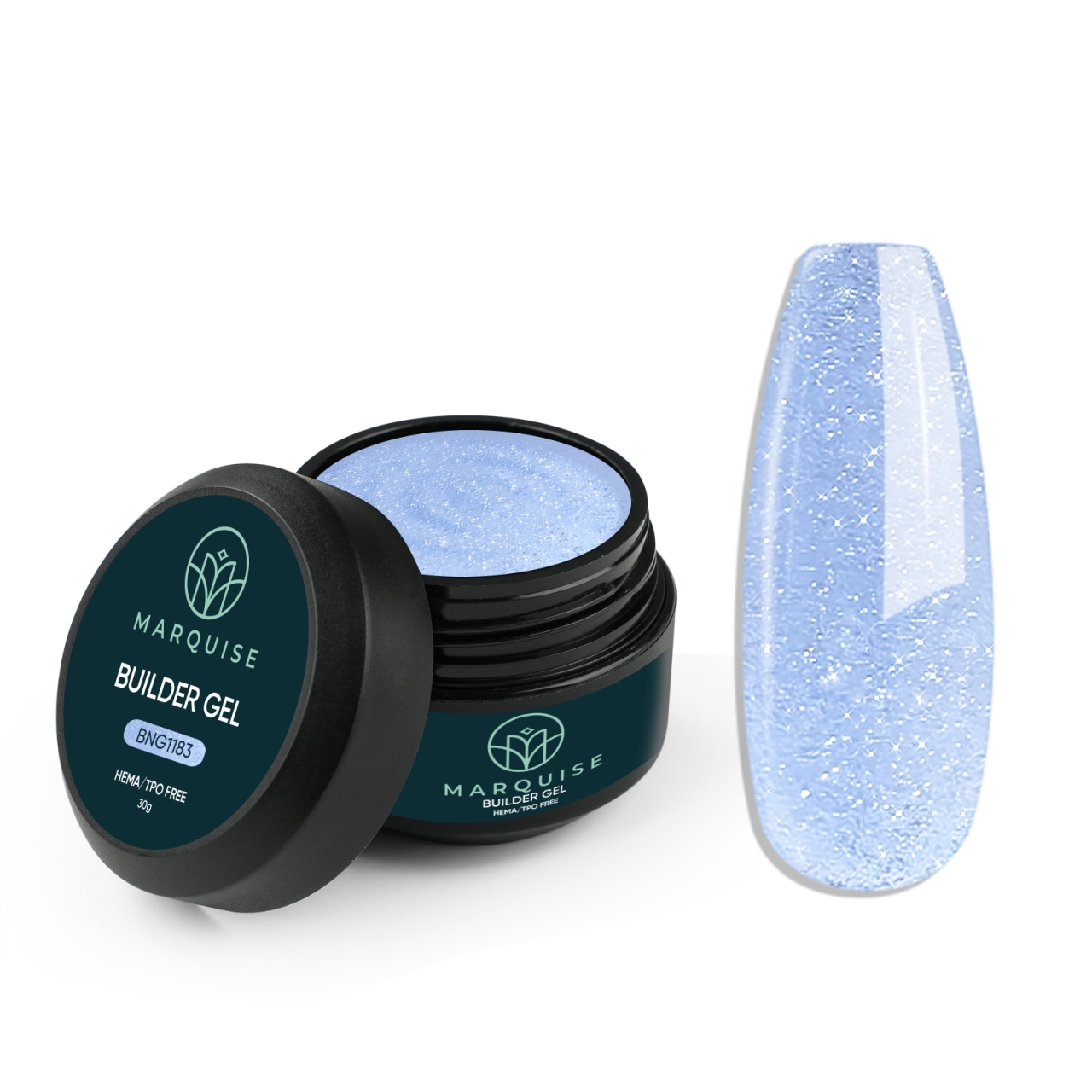 Gel UV Constructie Unghii HEMA/TPO FREE, Marquise, Glitter BNG1183, 30 g