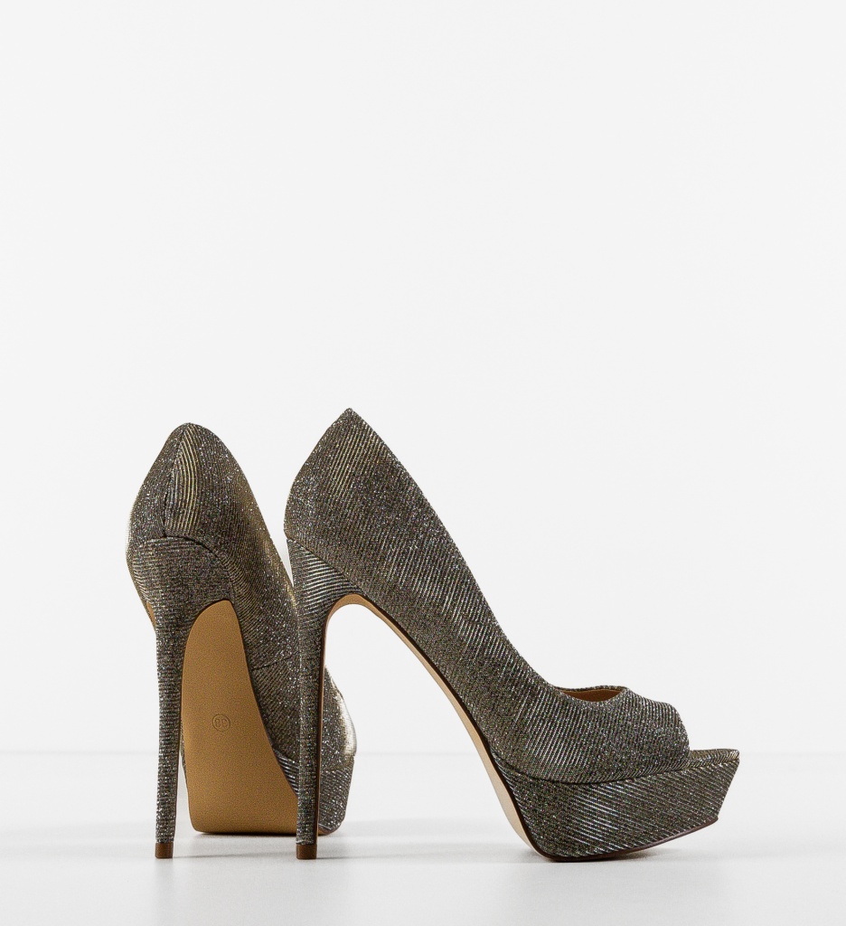 Pantofi dama Ferguson Gri cu Toc Elegant - imagine 5