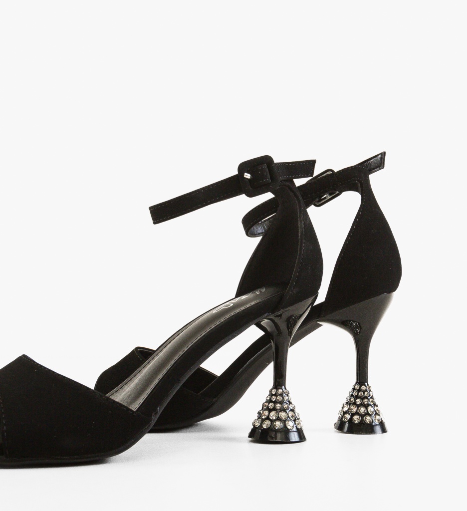 Sandale Merkato Negre cu Toc Elegante - imagine 4