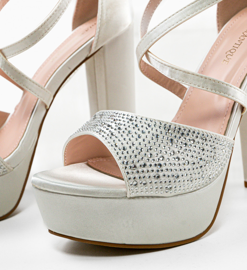 Sandale Parthen Albe cu Toc Elegante - imagine 8