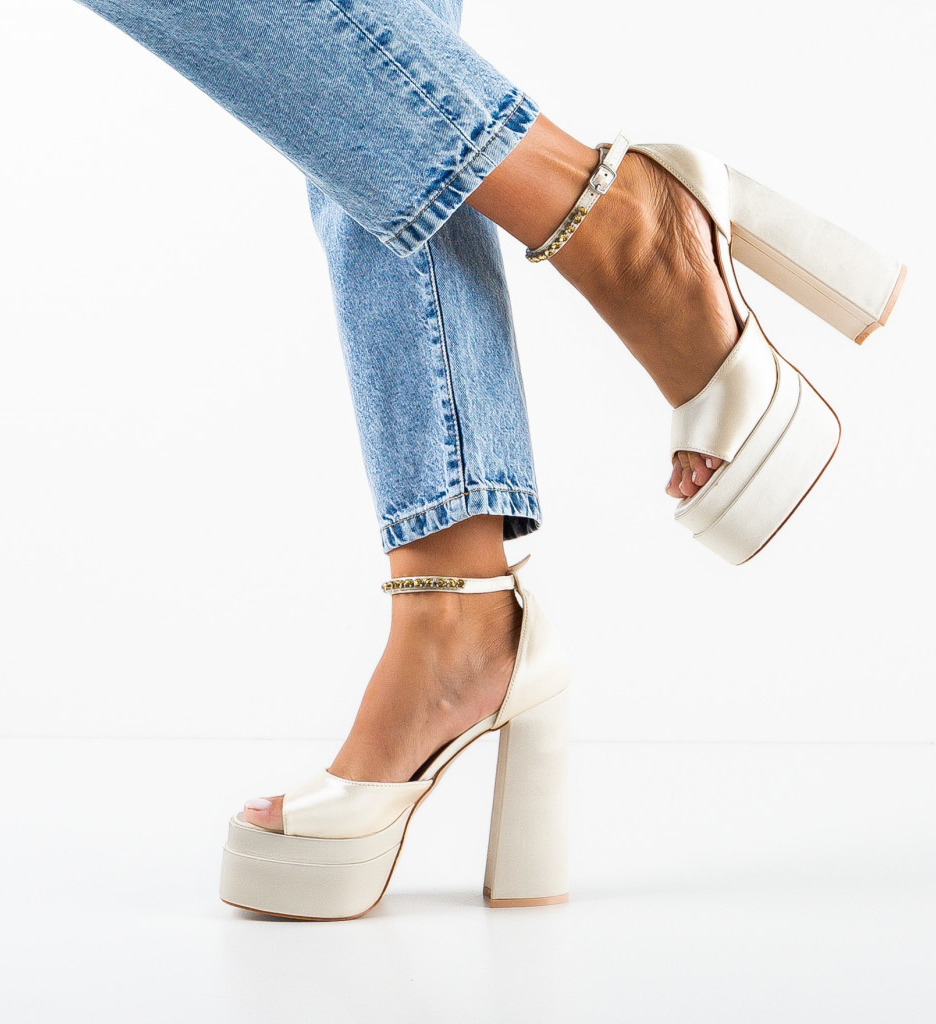 Sandale Toc Pugh Bej - Eleganță și Stil