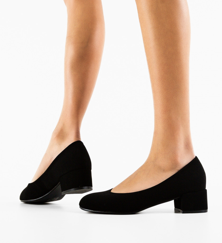 Pantofi Nora Negri Eleganți cu Toc - imagine 3