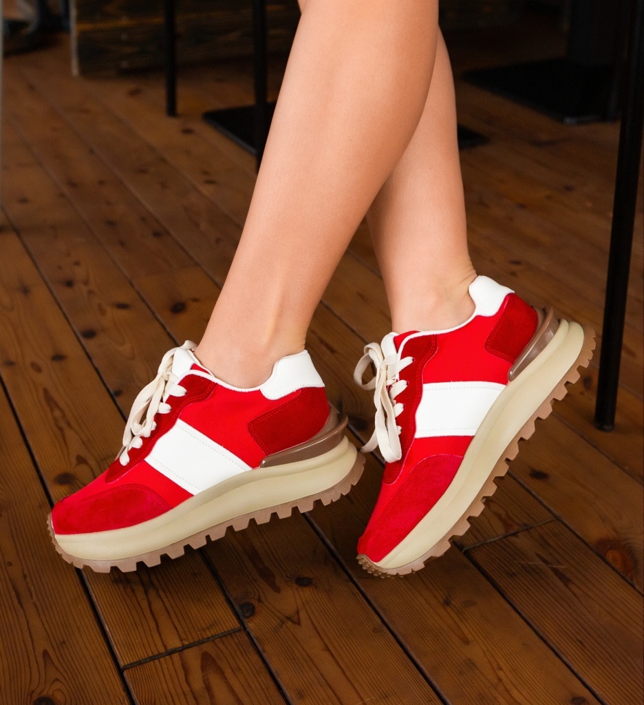 Sneakers Dama Contares Rosii | Sport & Stil - imagine 4