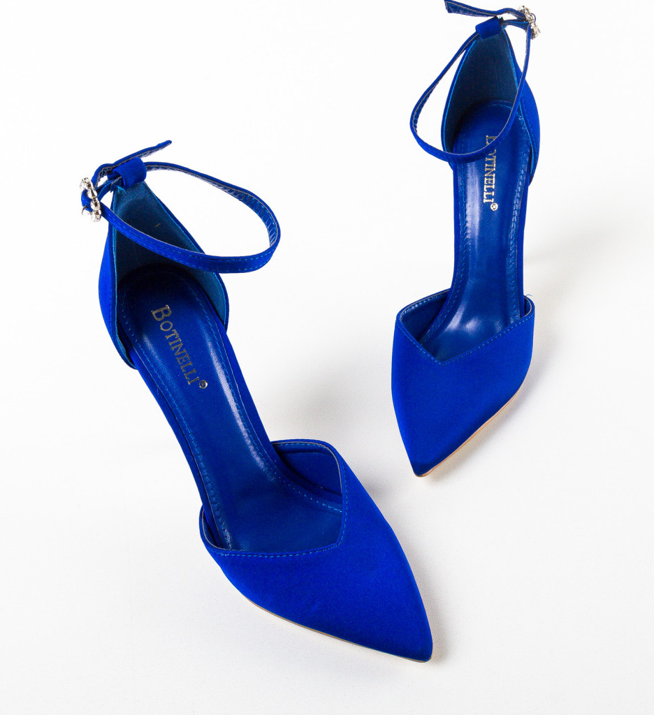 Pantofi Uneli Albastri cu Toc Eleganți - imagine 8