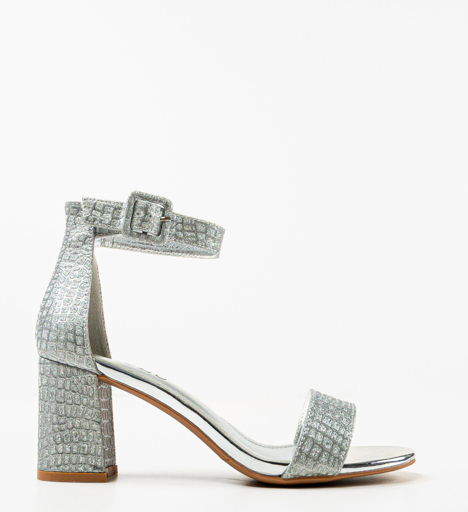 Sandale Germanic Argintii cu Toc Elegante - imagine 4