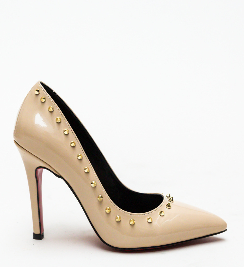 Pantofi Nicor Bej cu Toc Eleganți - imagine 5