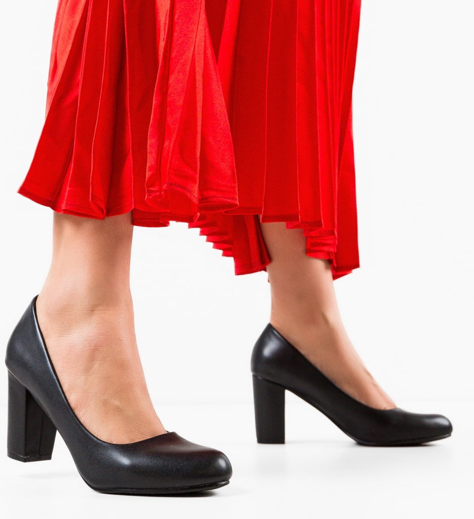 Pantofi Ursen Negri cu Toc Eleganți - imagine 3