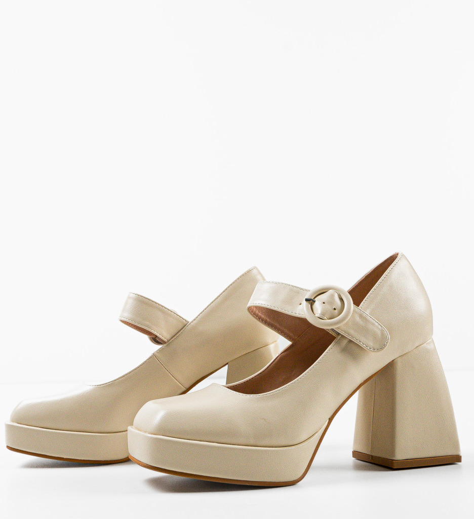 Pantofi Dama Siya Bej cu Toc Eleganți - imagine 6