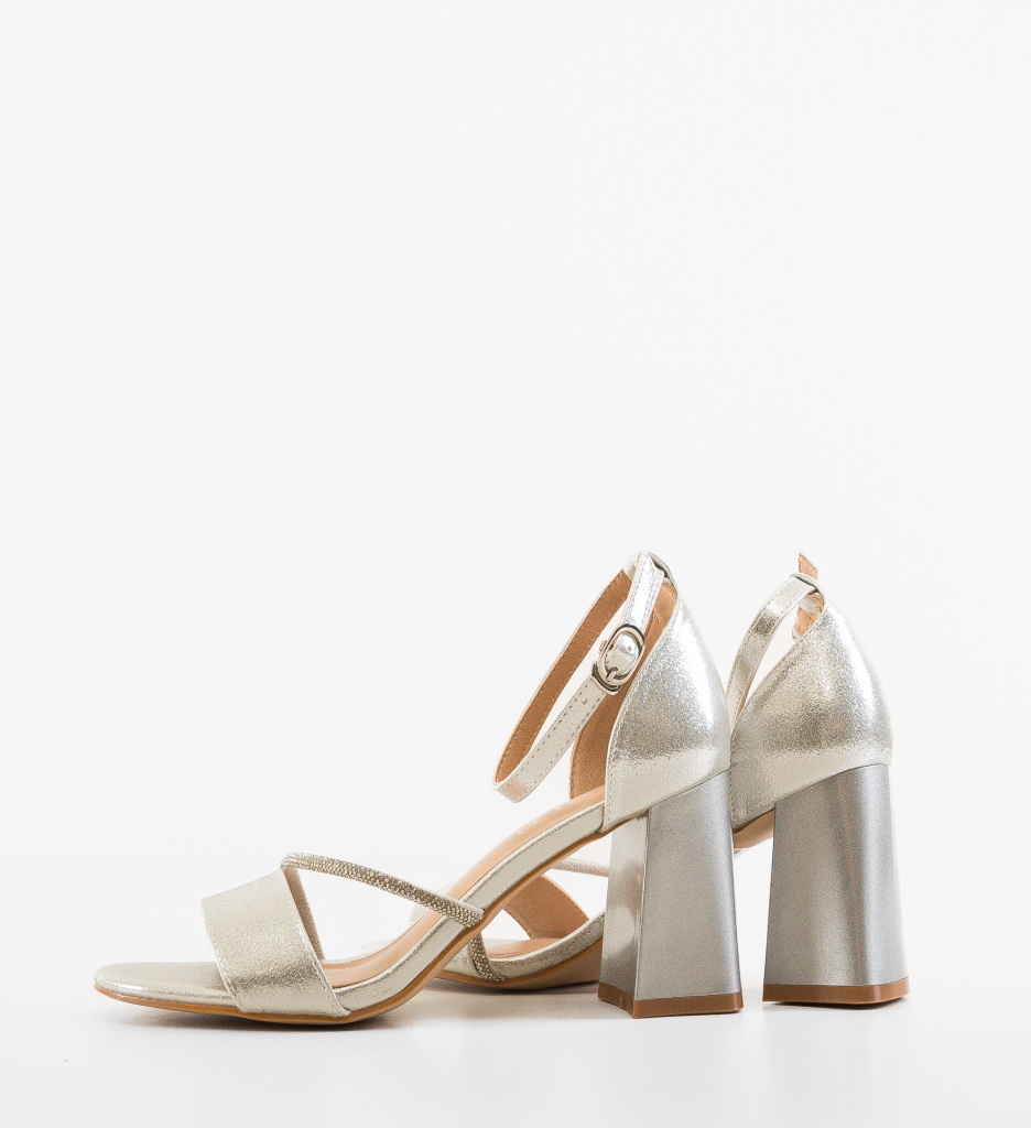 Sandale Dama Lyly Argintii cu Toc Elegante - imagine 4