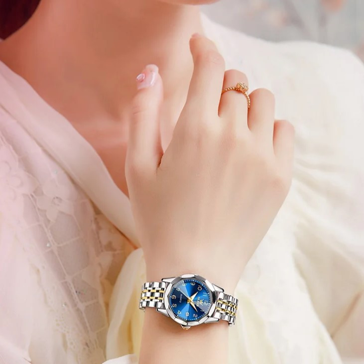 Ceas Dama Olevs CS1572 Argintiu-Auriu - imagine 5