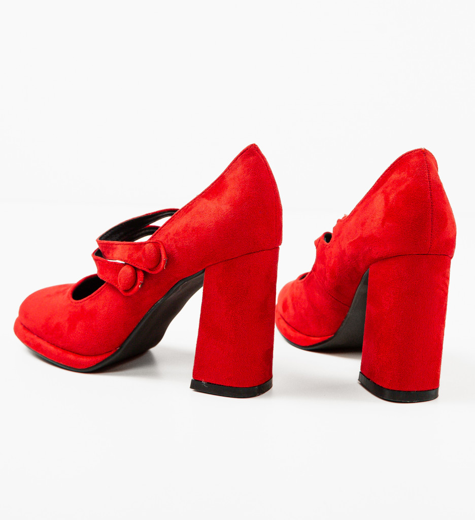 Pantofi Vintage Rosii cu Toc - Eleganță Clasică - imagine 3