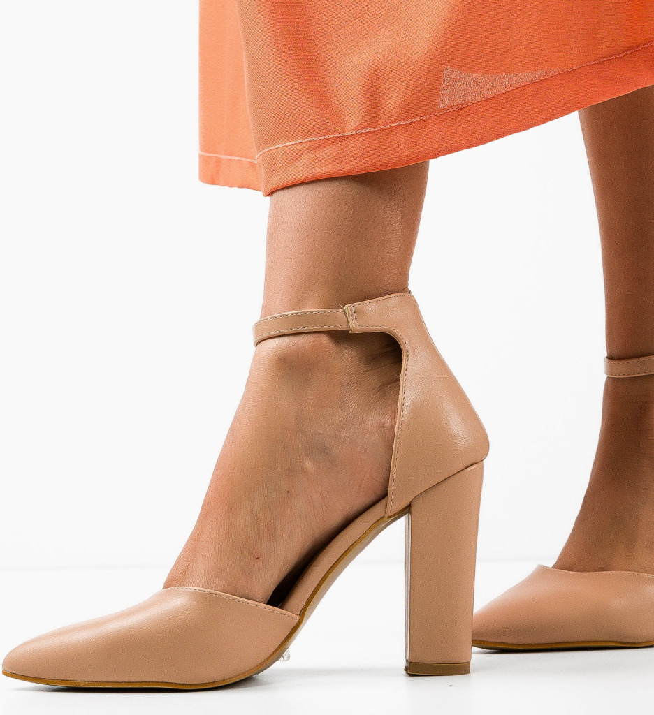 Pantofi Carina Bej cu toc elegant | Comfort & Stil