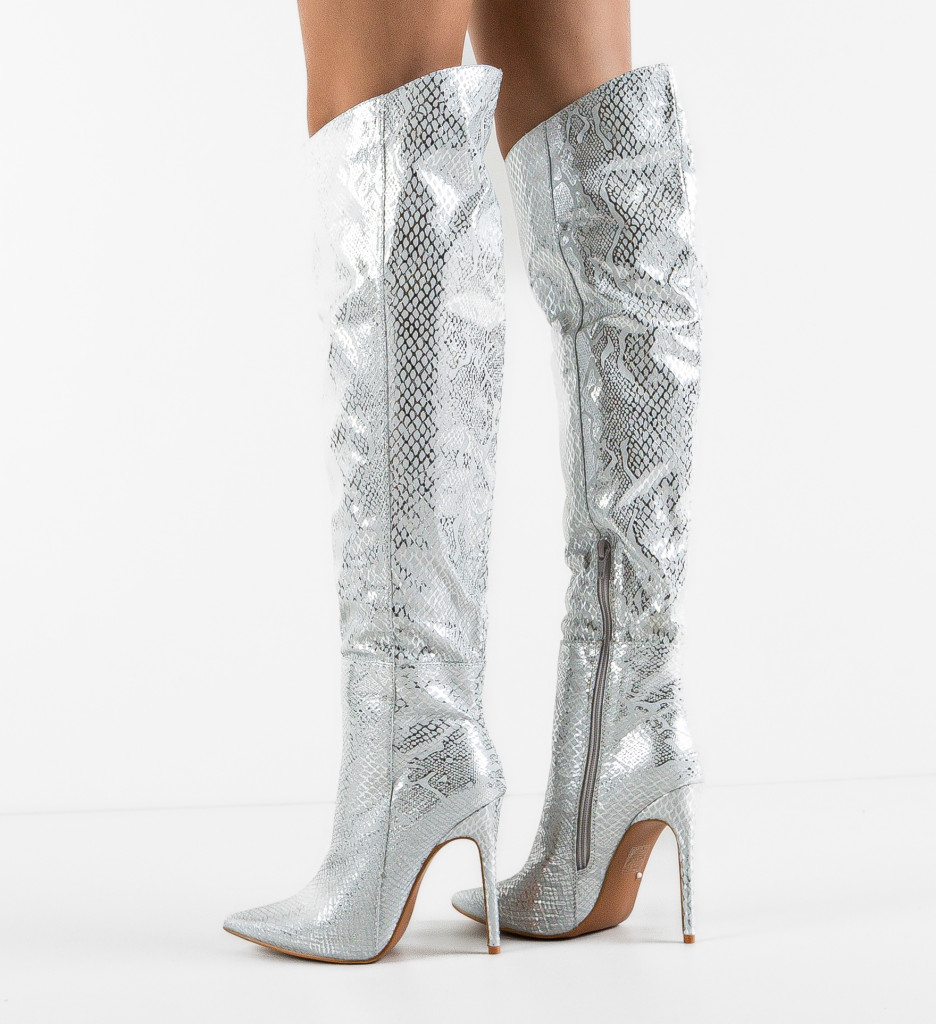 Cizme Bybyam Argintii 2 - Eleganță Metalică - imagine 2