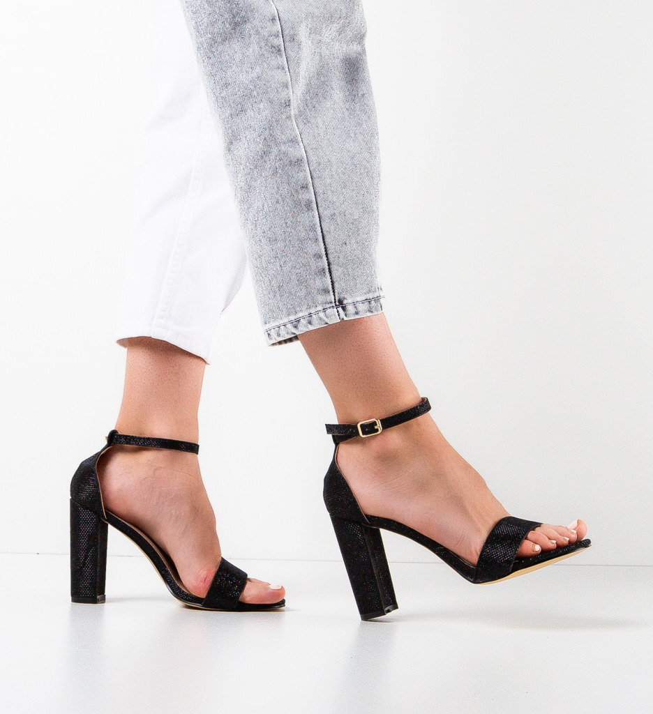 Sandale cu Toc Olivar Negre | Stil Elegant - imagine 3