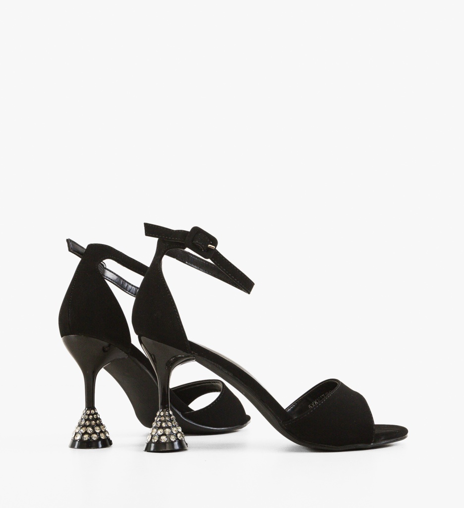 Sandale Merkato Negre cu Toc Elegante - imagine 3