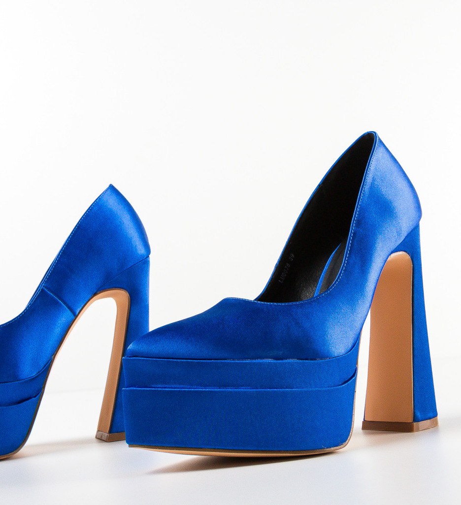 Pantofi Carweb Albastri Eleganți cu Toc - imagine 6
