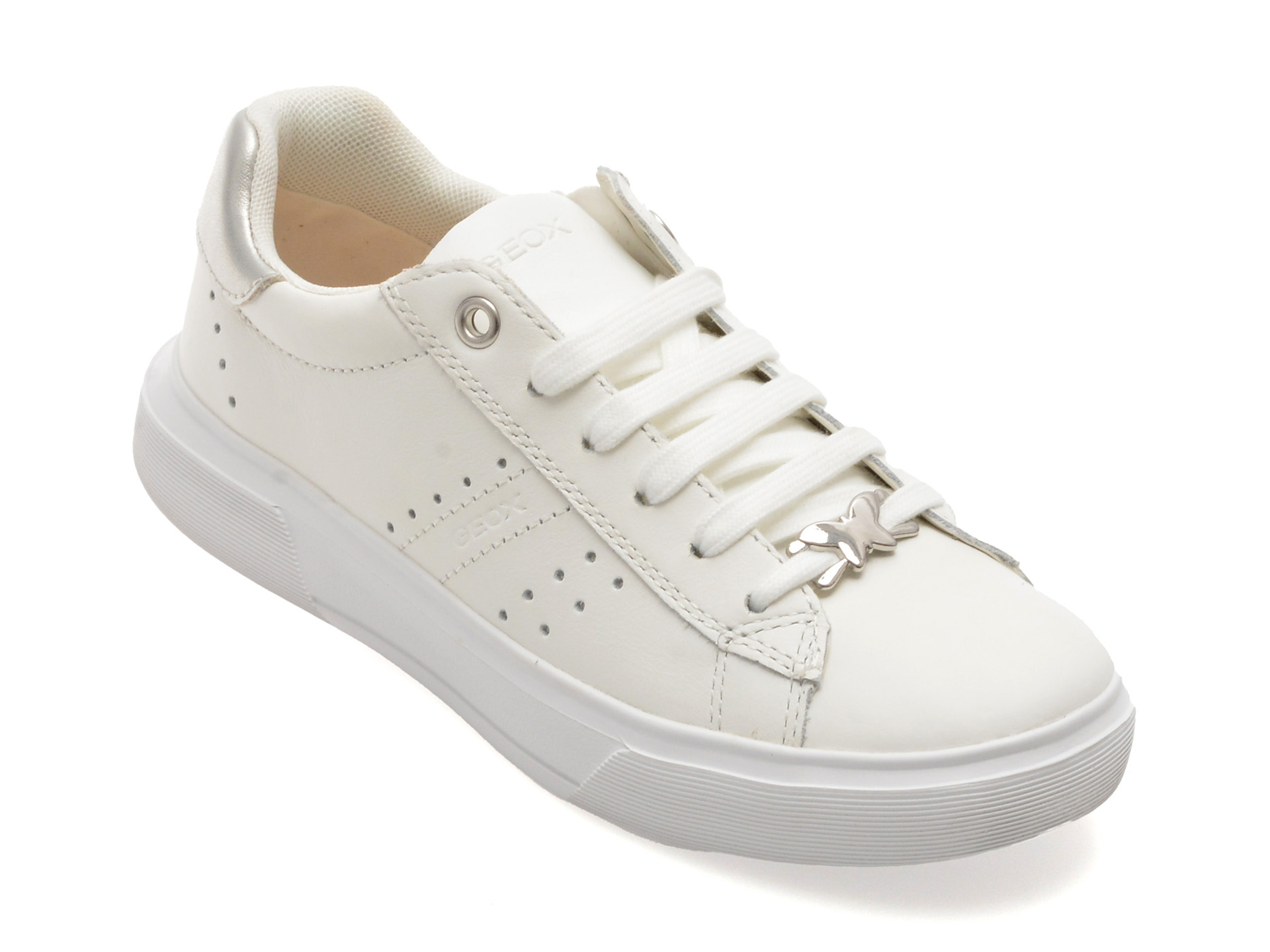 Pantofi Geox albi din piele - Confort respirabil