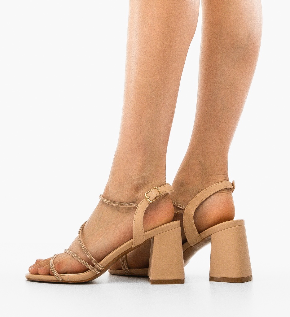 Sandale cu Toc Rolo Nude - Eleganță și Confort - imagine 2