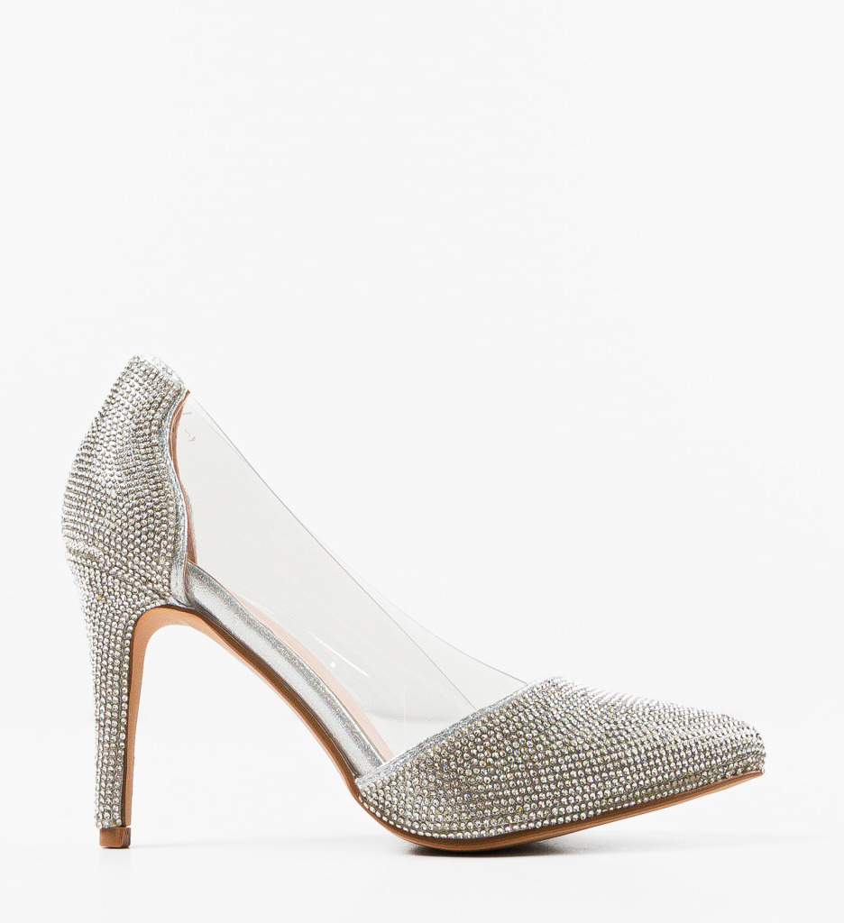 Pantofi dama Kara argintii eleganți - imagine 4