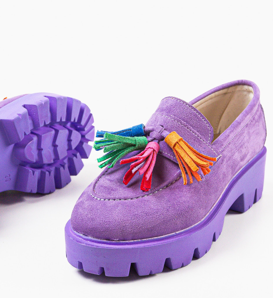 Pantofi Casual Dama Mov Kuciure - Stil Confort - imagine 7