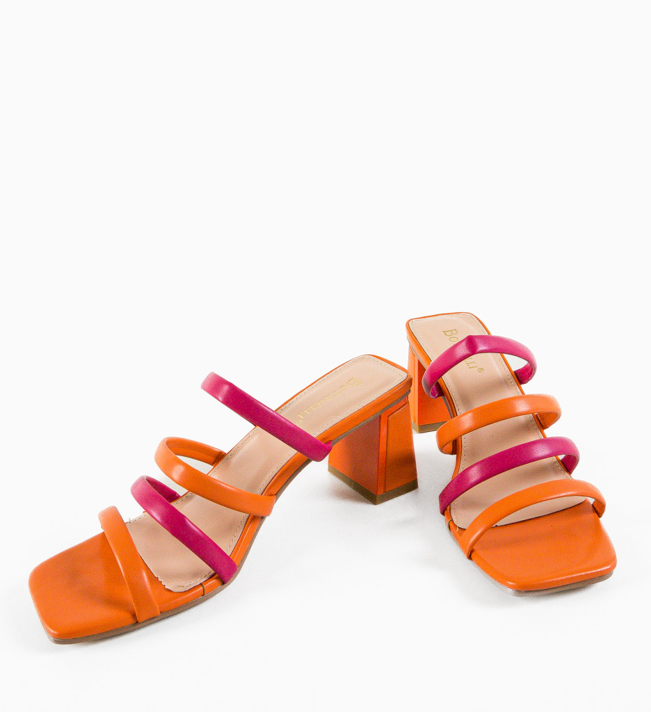 Saboti Dama Hext Portocalii - Sandale cu Toc Elegante - imagine 7